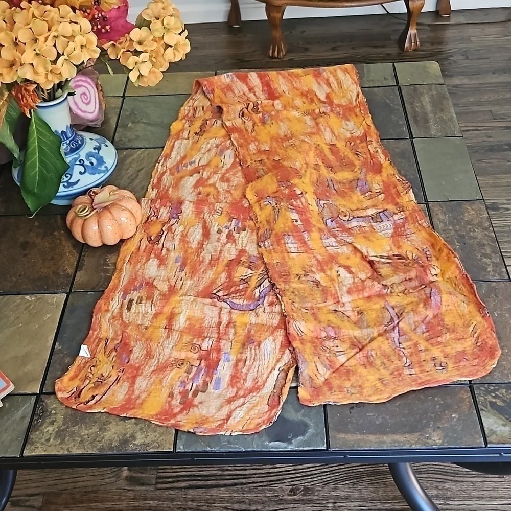 Scarf Handcrafted Wool and Silk New 71x13